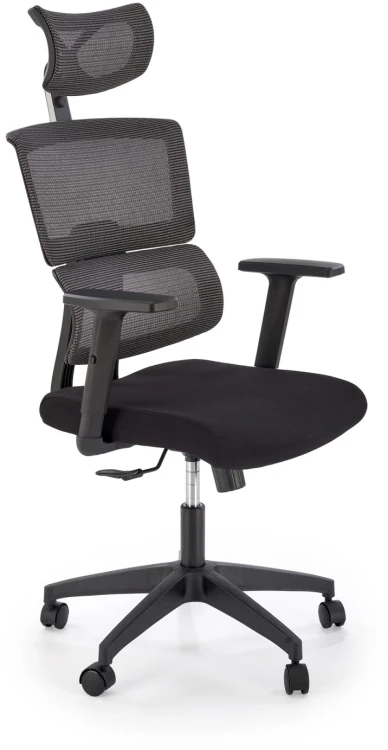 Fotel ergonomiczny Pablo z zagłówkiem obrotowy do biura popielaty/czarny
