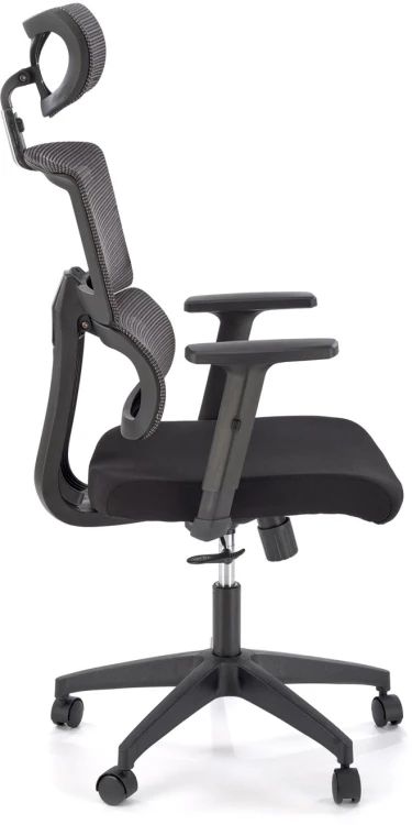 Fotel ergonomiczny Pablo z zagłówkiem obrotowy do biura popielaty/czarny