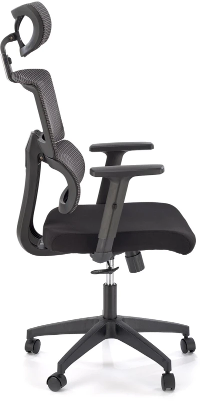 Fotel ergonomiczny Pablo z zagłówkiem obrotowy do biura popielaty/czarny