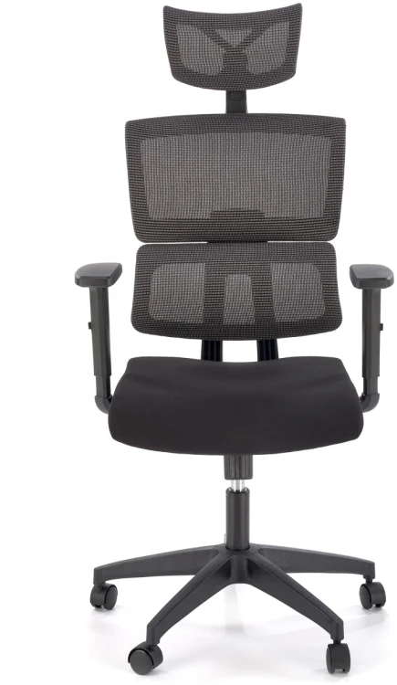 Fotel ergonomiczny Pablo z zagłówkiem obrotowy do biura popielaty/czarny