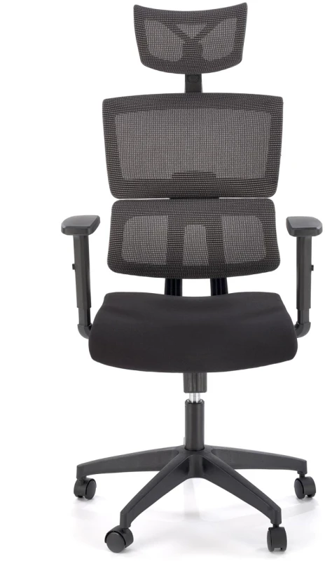 Fotel ergonomiczny Pablo z zagłówkiem obrotowy do biura popielaty/czarny