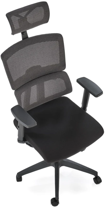 Fotel ergonomiczny Pablo z zagłówkiem obrotowy do biura popielaty/czarny