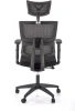 Fotel ergonomiczny Pablo z zagłówkiem obrotowy do biura popielaty/czarny