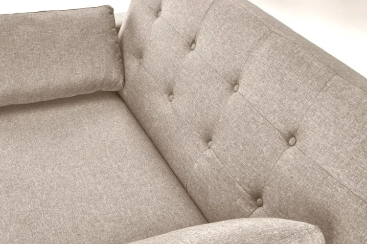 Sofa rozkładana Paulinio tapicerowana 2-osobowa z poduszkami do salonu beżowy