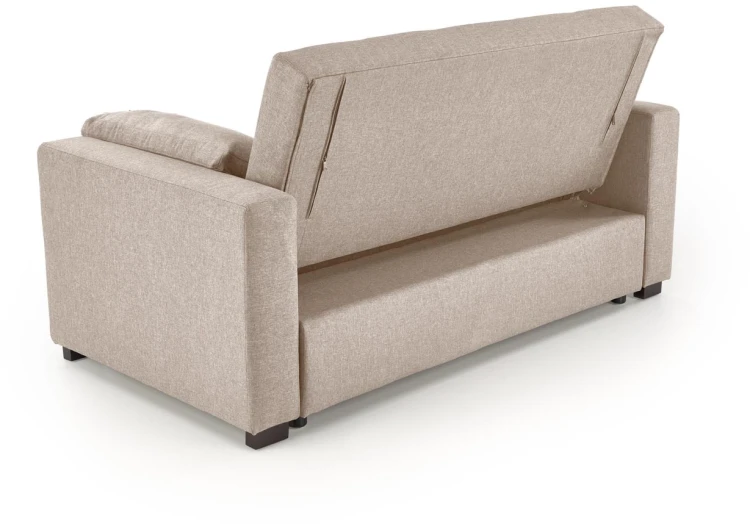 Sofa rozkładana Paulinio tapicerowana 2-osobowa z poduszkami do salonu beżowy