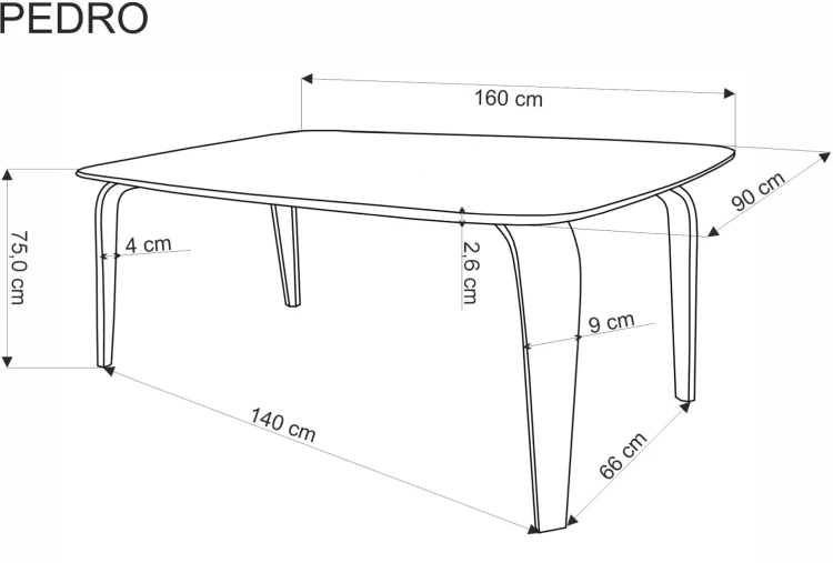 Stół drewniany Pedro nowoczesny prostokątny do jadalni 160 cm orzechowy/czarny