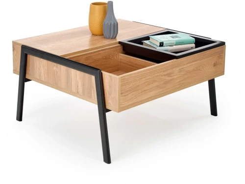Stolik kawowy Podium z podnoszonym blatem do salonu 85 cm naturalny/czarny