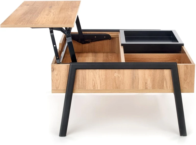 Stolik kawowy Podium z podnoszonym blatem do salonu 85 cm naturalny/czarny