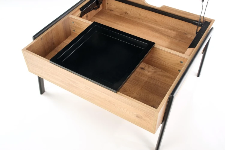 Stolik kawowy Podium z podnoszonym blatem do salonu 85 cm naturalny/czarny