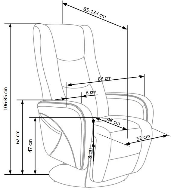 Fotel wypoczynkowy Pulsar 2 rozkładany z funkcją masażu do salonu popielaty