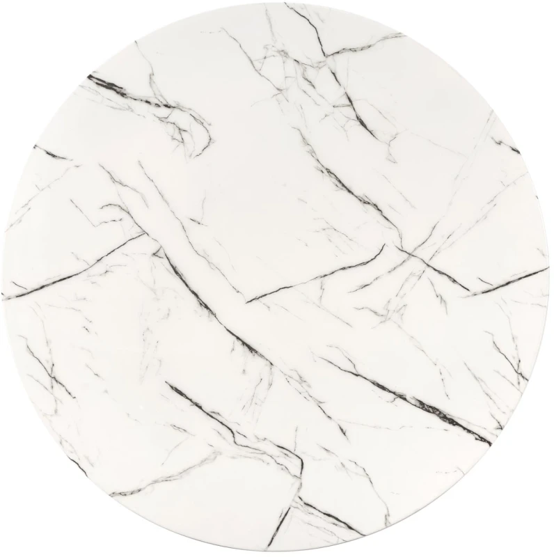 Stół okrągły Raymond 2 100 cm do jadalni blat szkło biały marmur/złoty