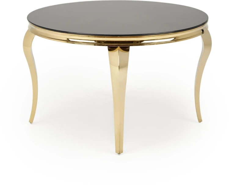 Stół okrągły Reginald 2 glamour elegancki szklany do jadalni 120 cm czarny/złoty