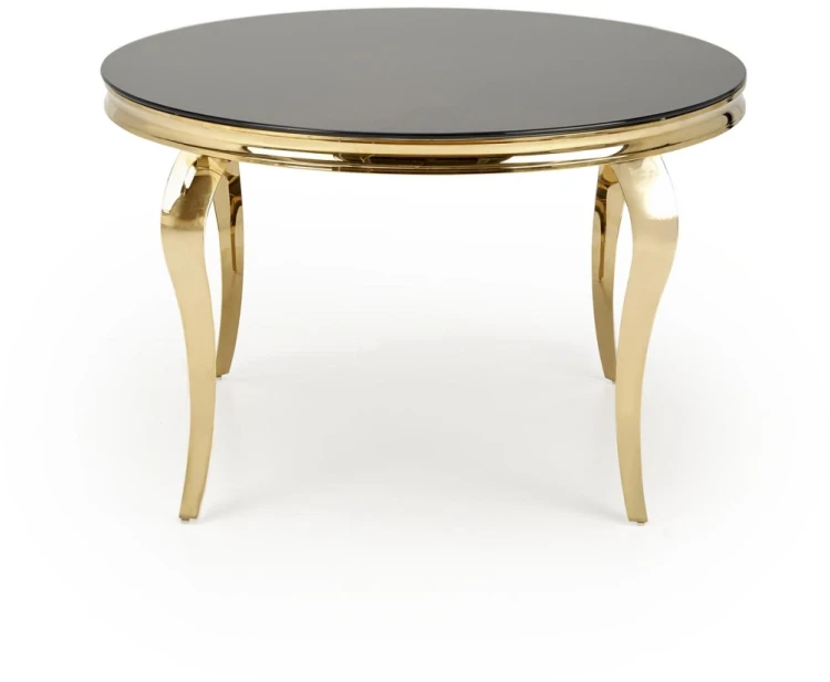Stół okrągły Reginald 2 glamour elegancki szklany do jadalni 120 cm czarny/złoty