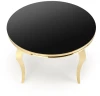 Stół okrągły Reginald 2 glamour elegancki szklany do jadalni 120 cm czarny/złoty