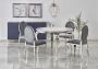 Stół okrągły Reginald glamour elegancki do jadalni 120 cm biały marmur/srebrny