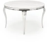 Stół okrągły Reginald glamour elegancki do jadalni 120 cm biały marmur/srebrny