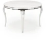 Stół okrągły Reginald glamour elegancki do jadalni 120 cm biały marmur/srebrny