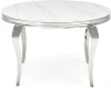 Stół okrągły Reginald glamour elegancki do jadalni 120 cm biały marmur/srebrny