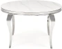 Stół okrągły Reginald glamour elegancki do jadalni 120 cm biały marmur/srebrny