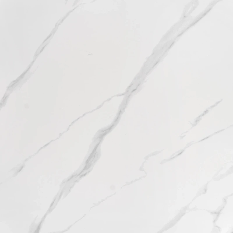 Stół okrągły Reginald glamour elegancki do jadalni 120 cm biały marmur/srebrny