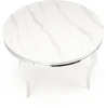 Stół okrągły Reginald glamour elegancki do jadalni 120 cm biały marmur/srebrny