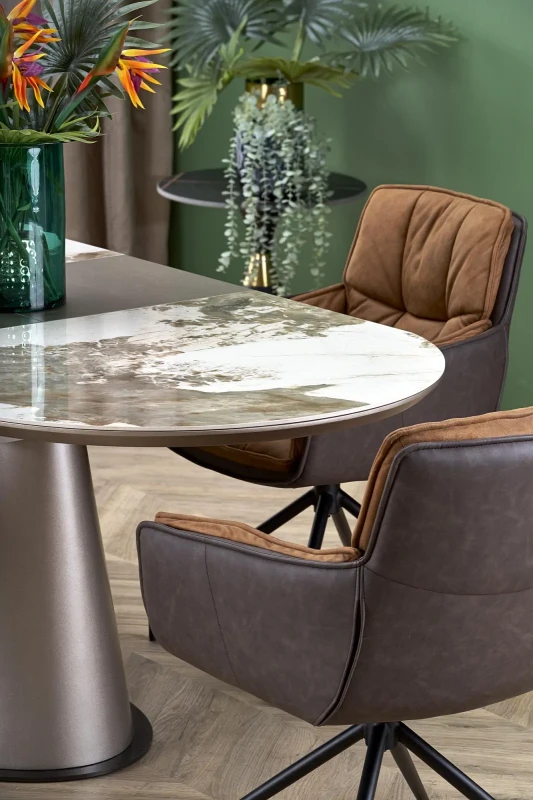 Stół rozkładany Robinson nowoczesny do jadalni 160-200 cm beżowy marmur/cappuccino