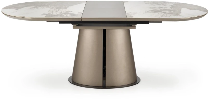 Stół rozkładany Robinson nowoczesny do jadalni 160-200 cm beżowy marmur/cappuccino