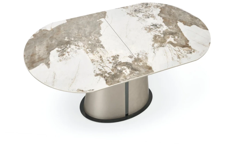 Stół rozkładany Robinson nowoczesny do jadalni 160-200 cm beżowy marmur/cappuccino