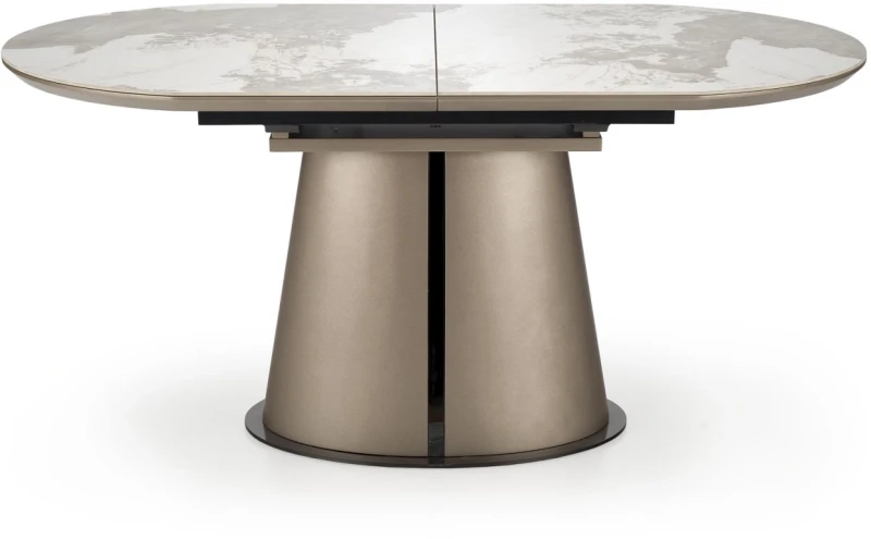 Stół rozkładany Robinson nowoczesny do jadalni 160-200 cm beżowy marmur/cappuccino