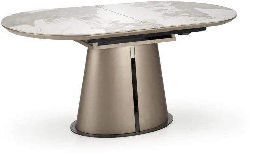 Stół rozkładany Robinson nowoczesny do jadalni 160-200 cm beżowy marmur/cappuccino