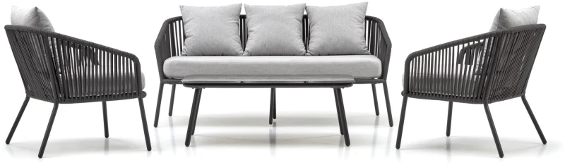 Zestaw mebli ogrodowych Rocca sofa fotele ława na taras popielaty