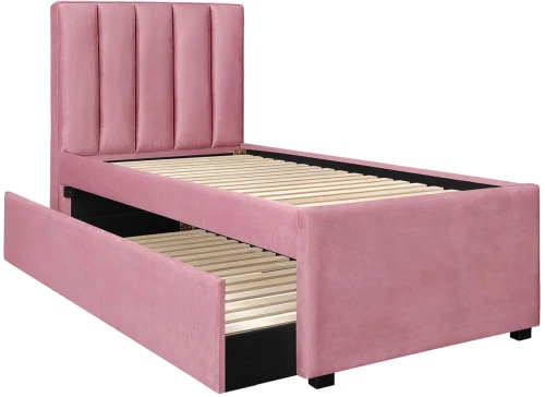 Łóżko tapicerowane Russo dwuosobowe do pokoju młodzieżowego 90x200 cm różowy