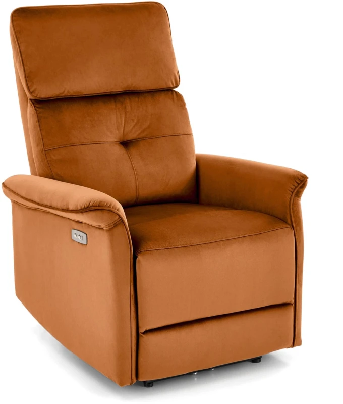 Fotel wypoczynkowy Semir z funkcją elektrycznego rozkładania/gniazdo USB do salonu cynamonowy