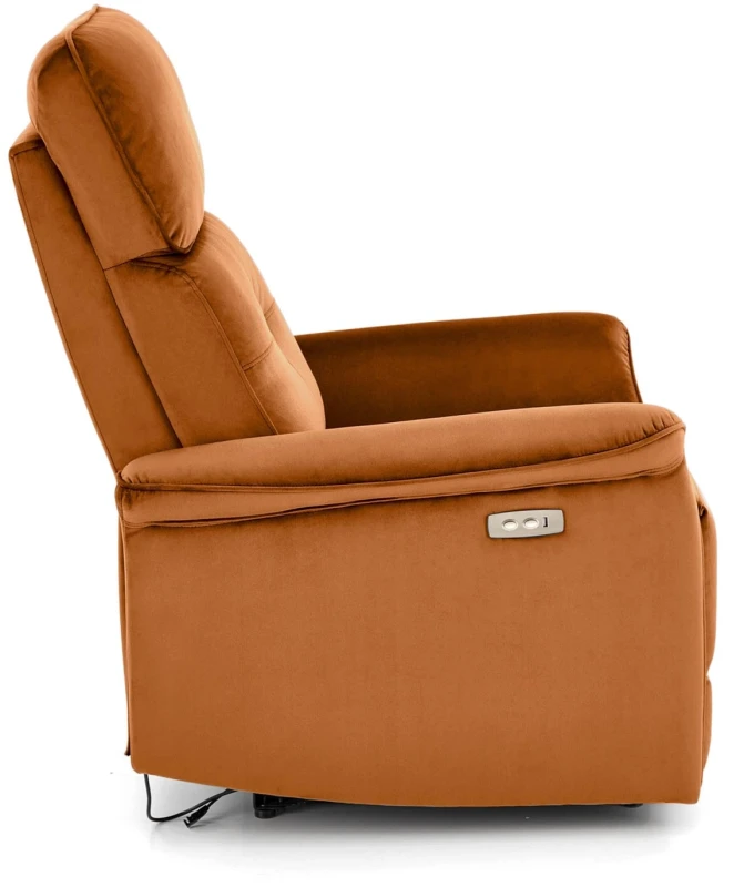 Fotel wypoczynkowy Semir z funkcją elektrycznego rozkładania/gniazdo USB do salonu cynamonowy