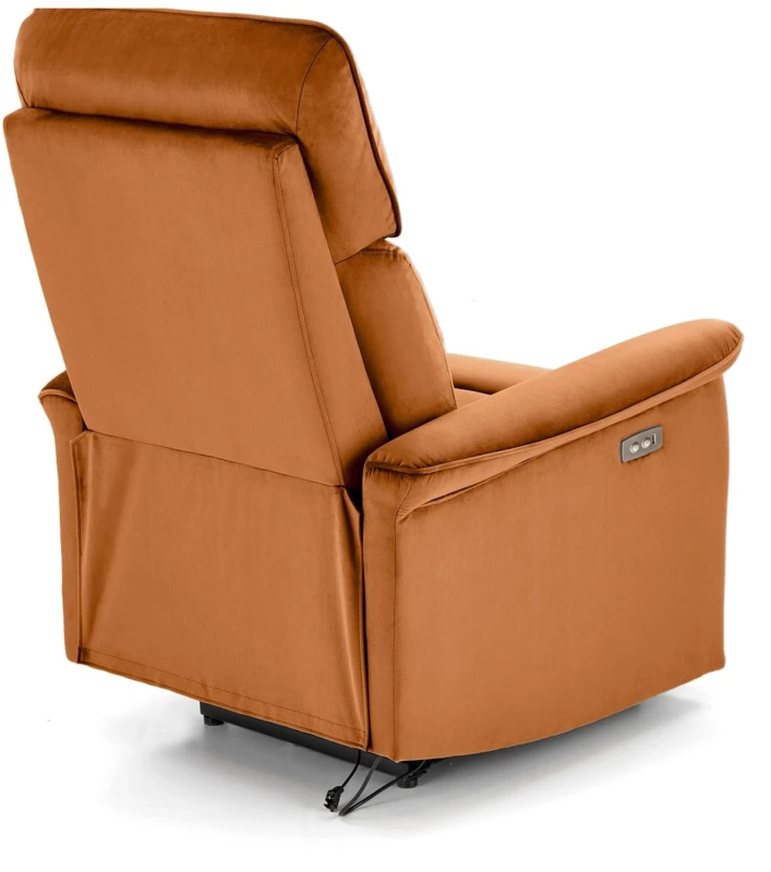 Fotel wypoczynkowy Semir z funkcją elektrycznego rozkładania/gniazdo USB do salonu cynamonowy