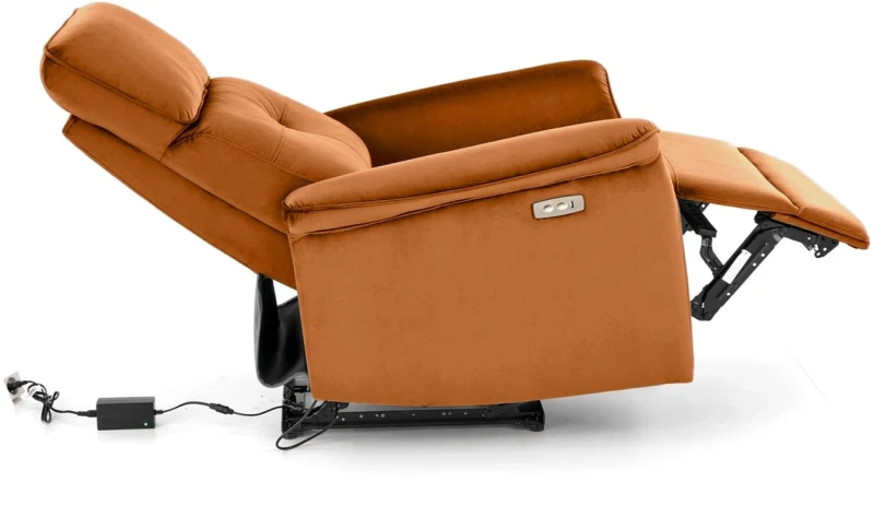 Fotel wypoczynkowy Semir z funkcją elektrycznego rozkładania/gniazdo USB do salonu cynamonowy