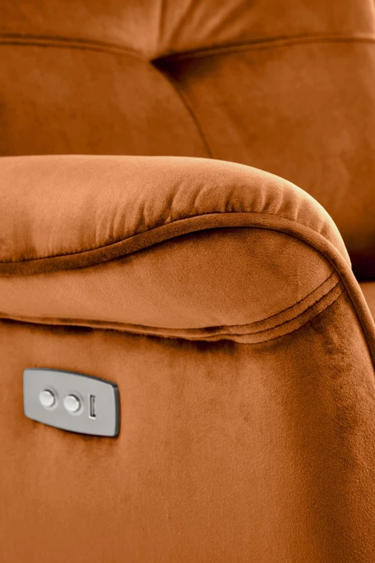Fotel wypoczynkowy Semir z funkcją elektrycznego rozkładania/gniazdo USB do salonu cynamonowy
