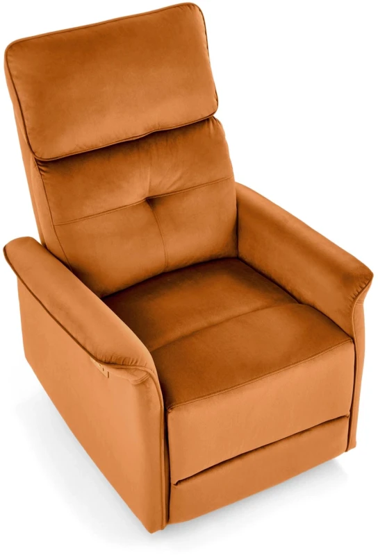 Fotel wypoczynkowy Semir z funkcją elektrycznego rozkładania/gniazdo USB do salonu cynamonowy