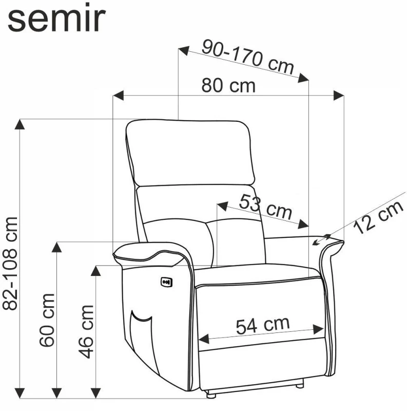 Fotel wypoczynkowy Semir z funkcją elektrycznego rozkładania/gniazdo USB do salonu cynamonowy