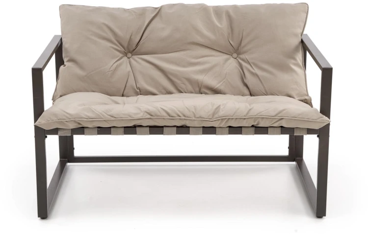 Zestaw mebli ogrodowych Shark sofa fotele ława na taras ciemny brąz/cappuccino
