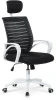 Fotel ergonomiczny Socket z siatki z zagłówkiem obrotowy do biura biały/czarny