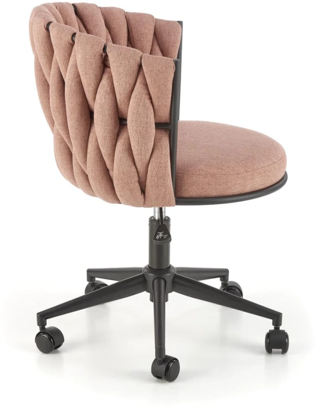 Fotel obrotowy Talon w stylu glamour tapicerowany do biura różowy