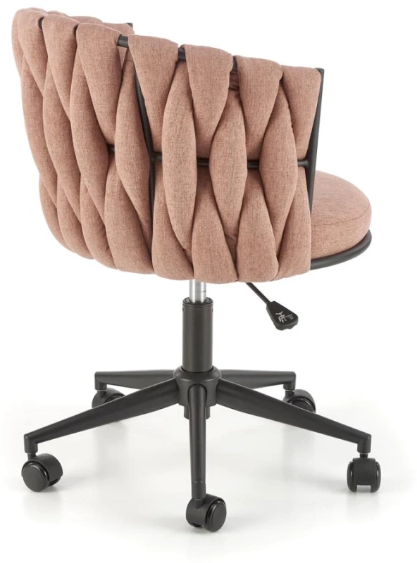 Fotel obrotowy Talon w stylu glamour tapicerowany do biura różowy