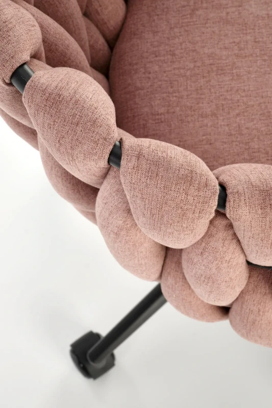 Fotel obrotowy Talon w stylu glamour tapicerowany do biura różowy