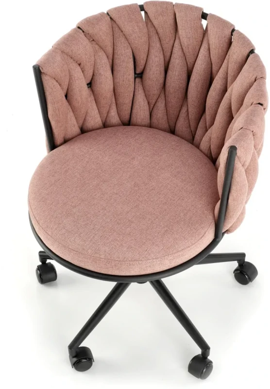 Fotel obrotowy Talon w stylu glamour tapicerowany do biura różowy