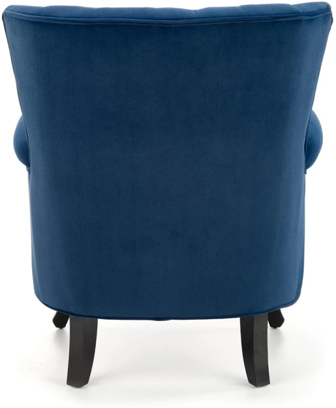 Fotel tapicerowany Titan welurowy na drewnianych nogach do salonu granatowy