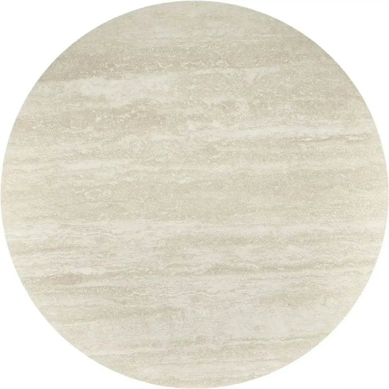 Stół okrągły Tolio tulipan na jednej nodze do jadalni 90 cm trawertyn/kaszmir