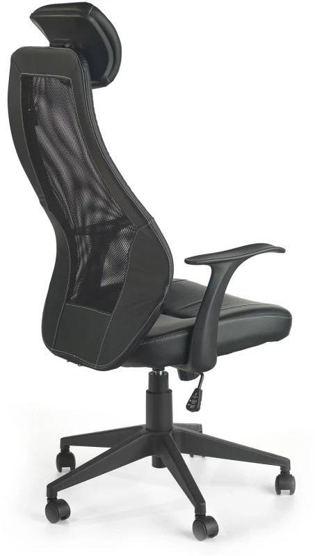 Fotel obrotowy Torino z eco skóry i siatki z zagłówkiem do biura czarny