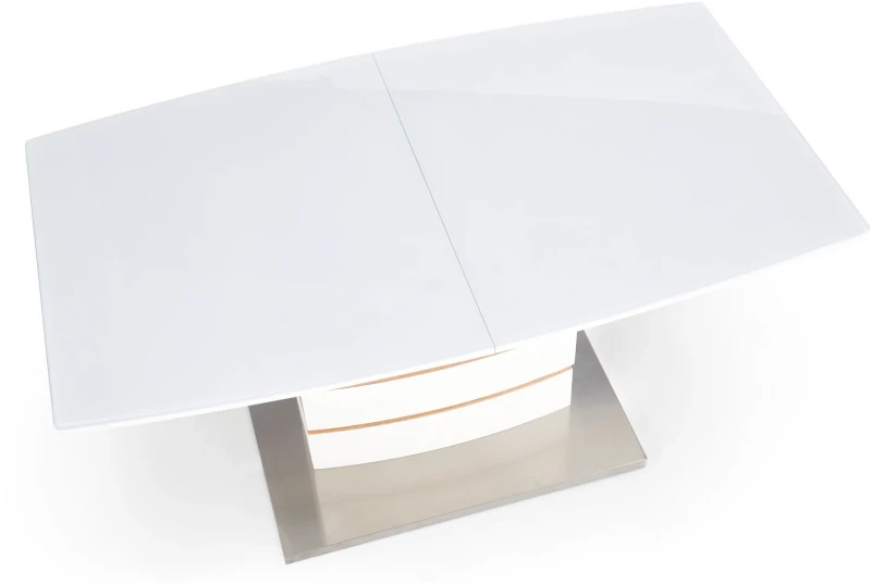 Stół rozkładany Toronto z blatem szklanym do jadalni 140-180 cm biały/dąb złoty