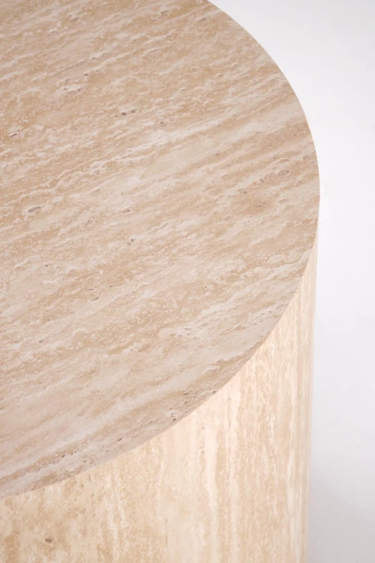 Stolik pomocniczy Travertino S Okrągły nowoczesny do salonu 45 cm trawertyn